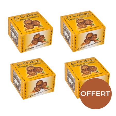 3 boîtes de crakou orange et amandes achetées, la 4ème OFFERTE  