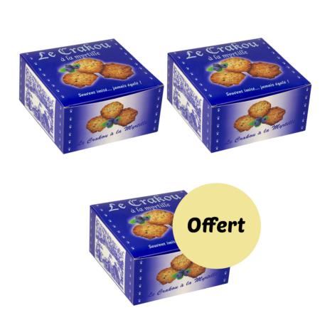 2 boîtes de crakou myrtille achetées, la 3ème OFFERTE  