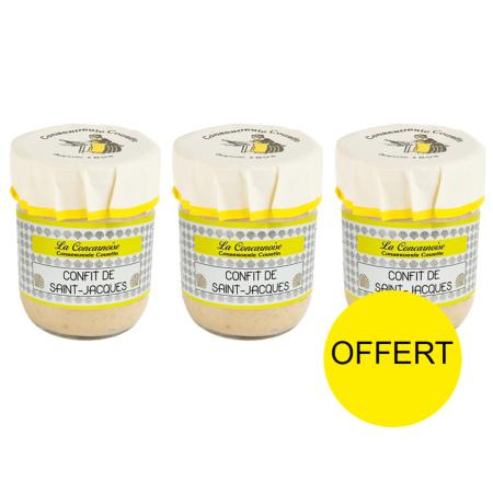 2 confits de noix de st jacques (360g) achetés le 3 ème est offert