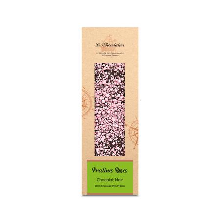 Tablette Chocolat Noir Pralines Roses 90g