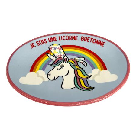 Porte savon bleu licorne