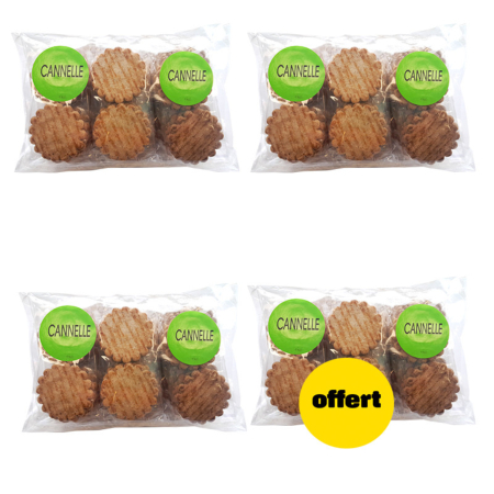 3 sachets de galettes cannelle 460g achetés, le 4 ème offert