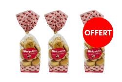 2 sachets mini palets coco framboise achetés, le 3ème offert