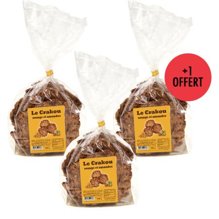 2 sachets de crakou orange et amandes achetés, le 3ème OFFERT