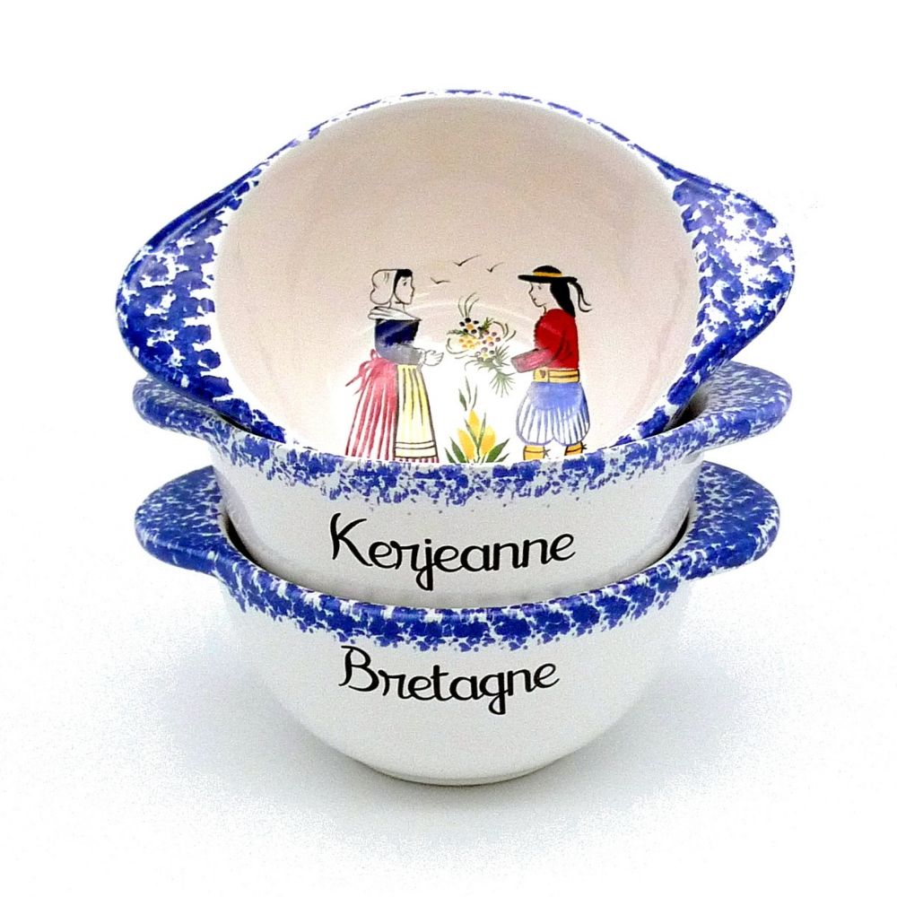 Chope Bretonne Personnalisée Avec Prénom - Faïence Traditionnelle, Motif Couple Bigouden, 200 Ml - Passe Micro-ondes/lave-vaisselle